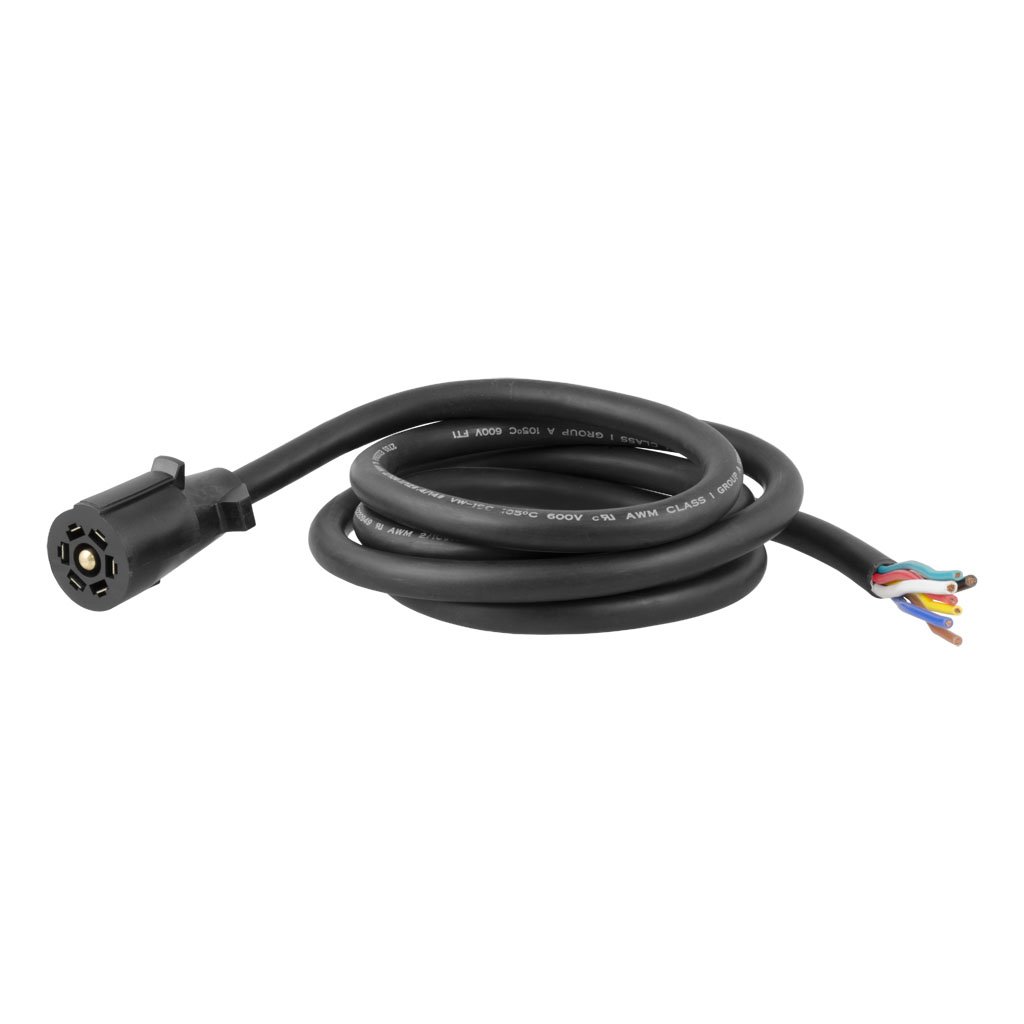 CURT 56602 Replacement 7-Pin RV Blade Trailer Wiring Harness Plug, 8-Foot Blunt-Cut Wires