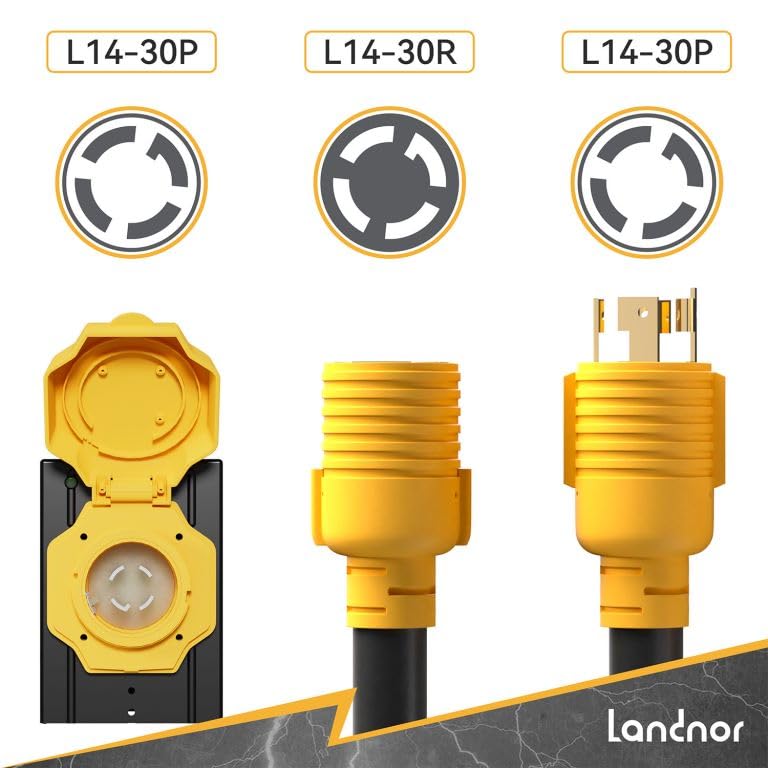 30AMP 25Feet Generator Cord with Pre-drilled Power Inlet Box, 4-Prong 125V/250V NEMA L14-30P Male to L14-30R Female, 10 Gauge SJTW Twist Locking with Inlet Box for Generator to House, UL&ETL Listed - Image 4