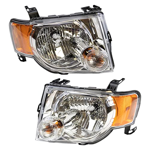 Image of TRQ Headlight Assembly Set FO2502229 FO2503229 Compatible with 2008-2012 Ford Escape