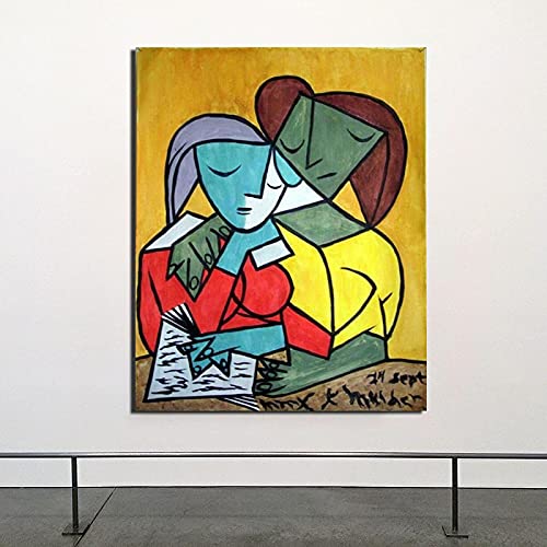 YHSGY Picasso Reproductions de Tableaux sur Toile. Giclée Impression sur Toile Tableaux Décoration Murale.Huile sur Toile(Two Girls Reading) 80x60cm(32pox24po) Sans cadre