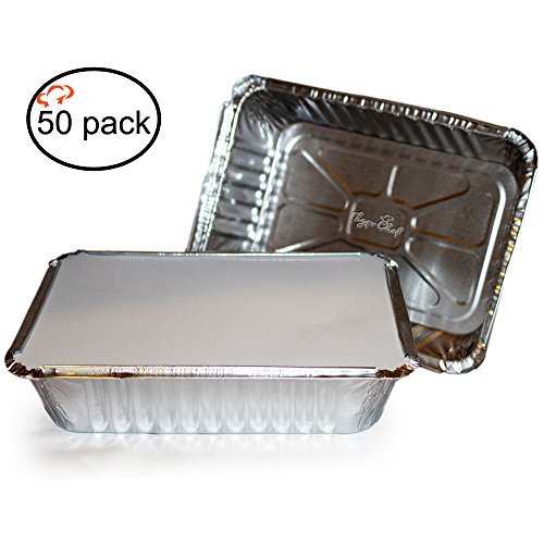 Tiger Chef TC-20363 Durable Aluminum Oblong Foil Pan Containers with Board Lids, 2-1/4 Pound Capacity, 8.44" x 5.89" x 1.8" Size (Pack of 50)…