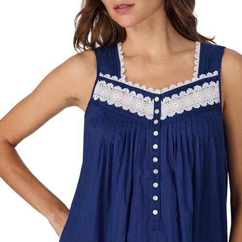 Image of Eileen West Sleepwear & Loungewear for Women - Dobby Stripe Collection - 100% Cotton Lightweight Breathable Long Nightgown