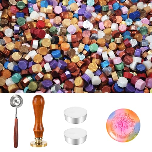 Wachssiegel Stempel Set, 200 Stück siegelwachs mit 1 Lebensbaum...