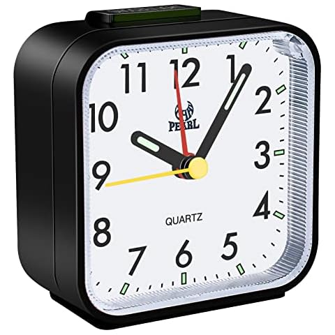 Silent Alarm Clock, Bedside No Ticking Battery Powered Large Display Analogue Clocks with Snooze and Night Light Function for Bedroom, Office, Kitchen(Black) Cover