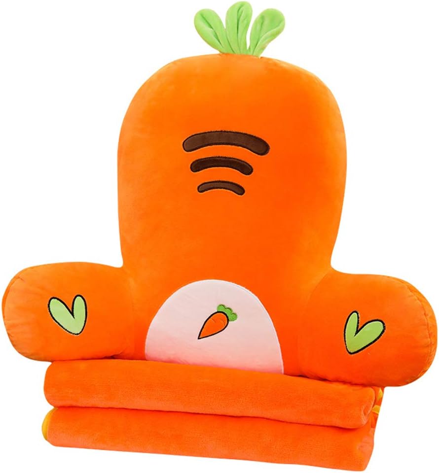Cartoon Fruits Chair Waist Pillow Cushion Office Lumbar Back Pillow Bed Rest Reading Pillow with Removable Blanket for Home Chair, Sofa, Car & Office (Strawberry, 45×55CM)
