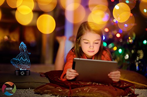 3D Optical Illusion Night Light - 7 Led Color Changing Lamp - Cool Soft Light Safe For Kids - Solution For Nightmares - Disney Princess Belle Beauty And The Beast #TOP6