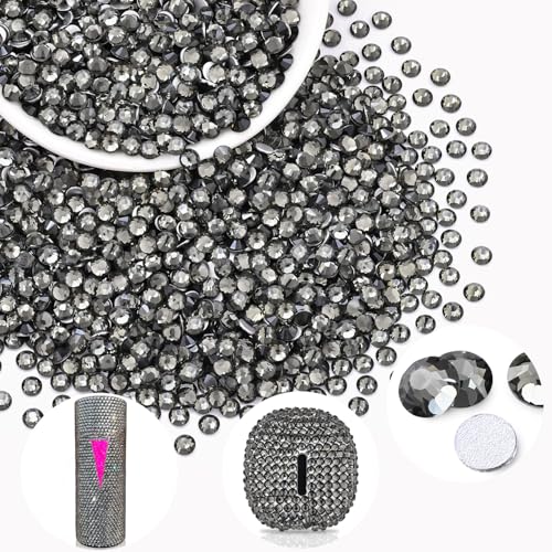 Image of 2000PCS SS16 /4mm Crystal Glass Rhinestones for Bedazzling (Black Diamond) | Flatback Rhinestones for Crafting DIY Nail Art Makeup Decoration, Gems Diomand Charms for Tumbler Shoes Clothing Mug
