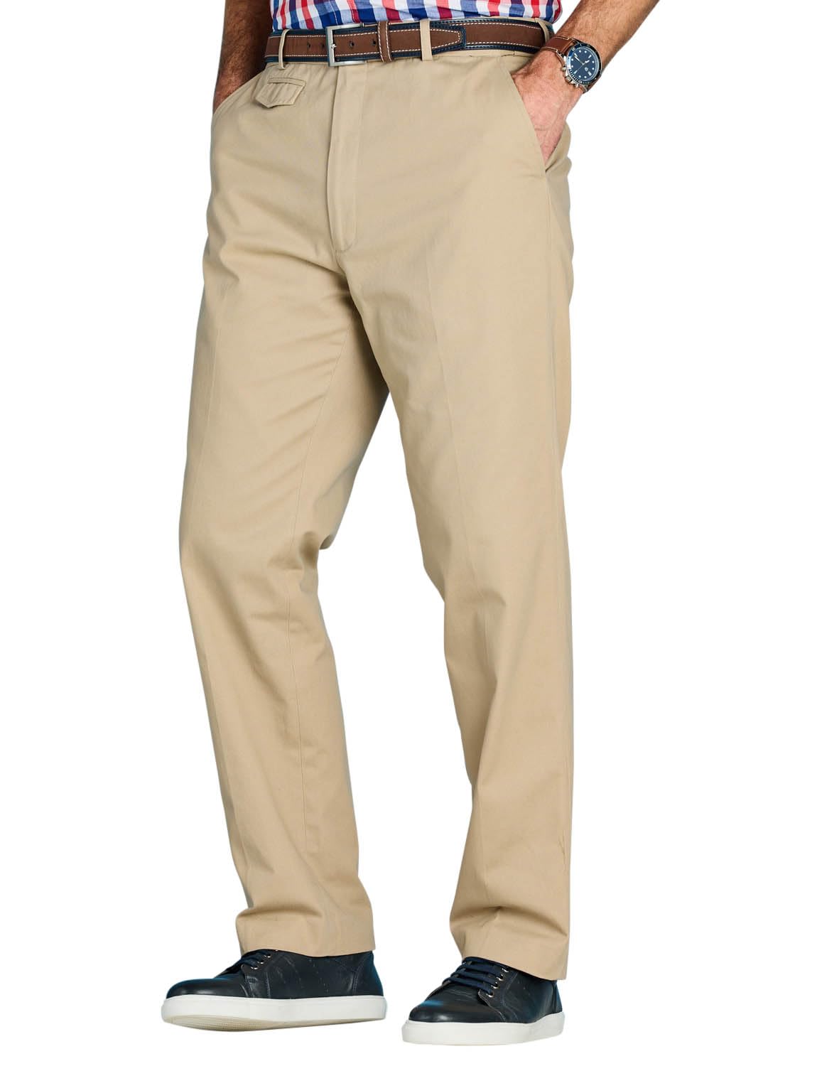 Pegasus Men's Sand Cotton Chino Trousers With Stretch Waistband Versatile, Comfortable & Stylish Smart Casual Pants 34W / 29L