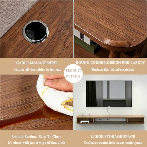 Image of Floating TV Stand ,Floating TV Cabinet, Solid Wood Floating TV Stand, Wall Entertainment Center with Storage Cabinets and Flip Down Doors, Floating for Living Room Bedroom Office (walnut, 70.8in)