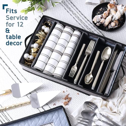 Image of Hearth & Harbor Flatware Organizer for Drawer, Silverware Storage Box, Grey