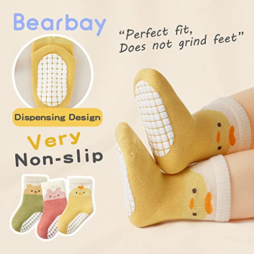 Image of Non-Slip Toddler Grip Crew Socks with Anti Skid Soles