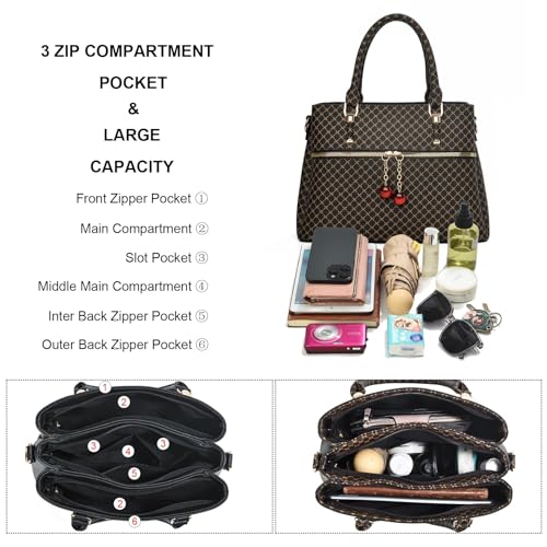 Bolso de mano dual-tone para mujer con 3 compartimentos y asa de hombro miniatura 6