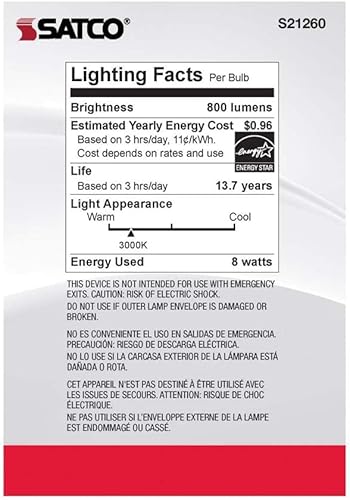 Miniatura 6 de Satco 6Pk 8w G40 Globo Filamento LED 3000K E26 Base Blanco Regulable - 100W Equiv