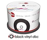 Schreibgeschwindigkeit: 52x Primeon CD-R 80Min/700MB/52x Cakebox (50 Disc), Black-Vinyl-disc Surface, Inkjet Printable