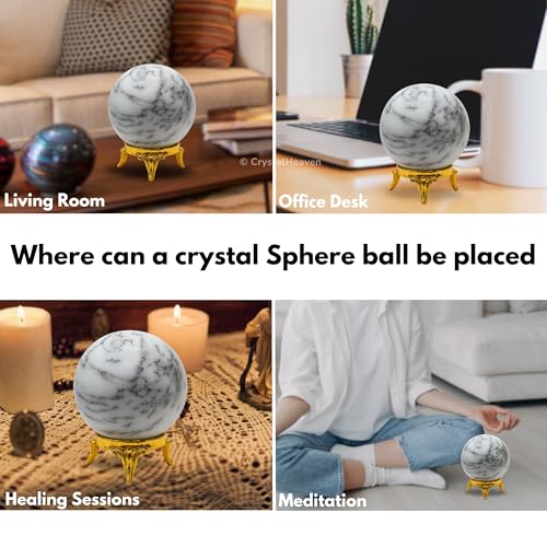 Image of Certified Dendrite Opal Crystal Ball for Meditation - Premium Crystal Vastu Items for Home and Feng Shui Items for Good Luck - Ideal for Pooja Supplies and Spiritual Practices (2 inch Inch)
