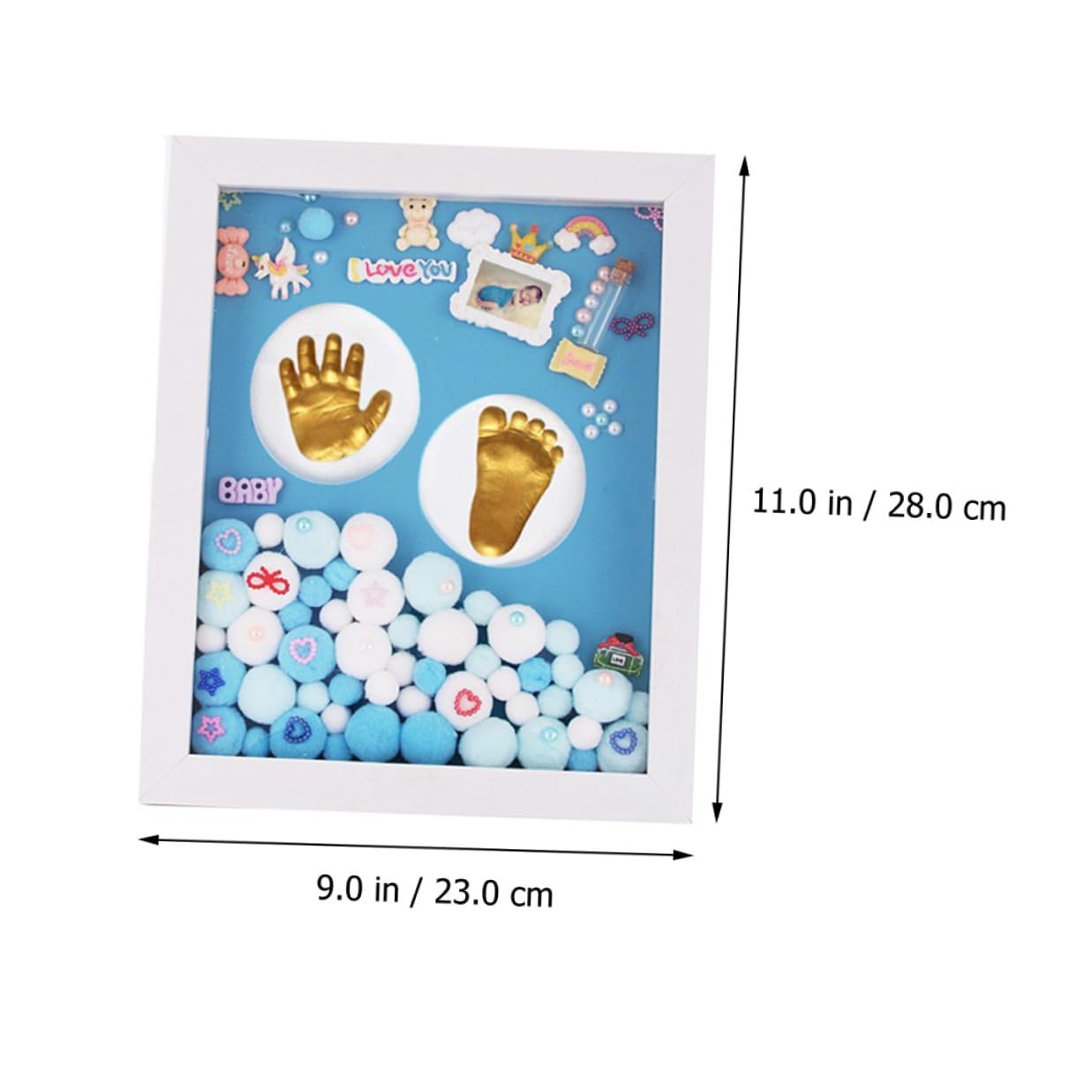 CLISPEED Set Regalo Nascita Cornice Portafoto Impronte in Acrilico Oro e Decorazione Camera Ragazzo Ragazza