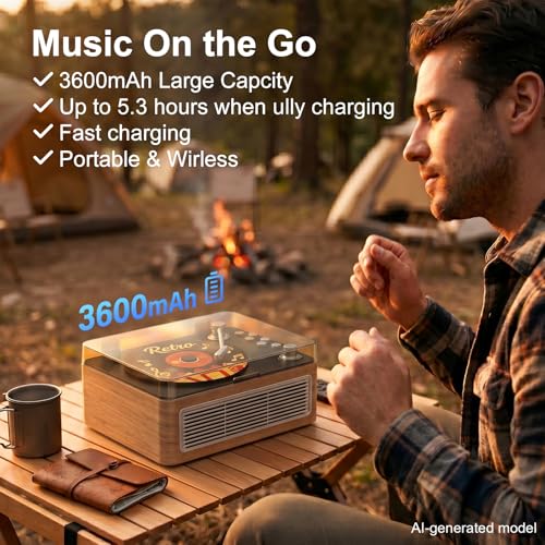 Image of Gueray Retro CD Player Portable Bluetooth: CD Players with Speakers Vintage CD-Player 3600mAh Rechargeable & Radio & Remote Control Support USB /AUX Playback Headphone Jack (Walnut Color)