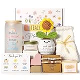 MHSMHL Teacher Gifts for Women, Teacher Appreciation Gift, Teacher's Christmas Gifts, Thank You Gift for Teachers Bulk basket Back to School End of Year for Christmas Thanksgiving with 16oz Glass Cup