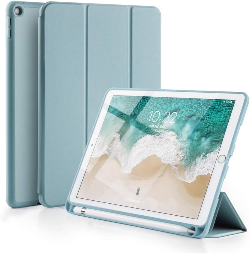 case for iPad Mini 5th Gen ,Ultrathin Trifold PU Leather+Soft Silicone Stand with Pencil Holder Cover with Auto Sleep/Wake,Protective for iPad Mini 5 7.9" 2019 Release (Sky Blue)