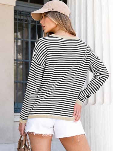 ANRABESS Womens Striped Sweaters Long Sleeve Top Crewneck Color Block Casual Loose Knitted Pullover Shirts 2025 Fall Outfits4