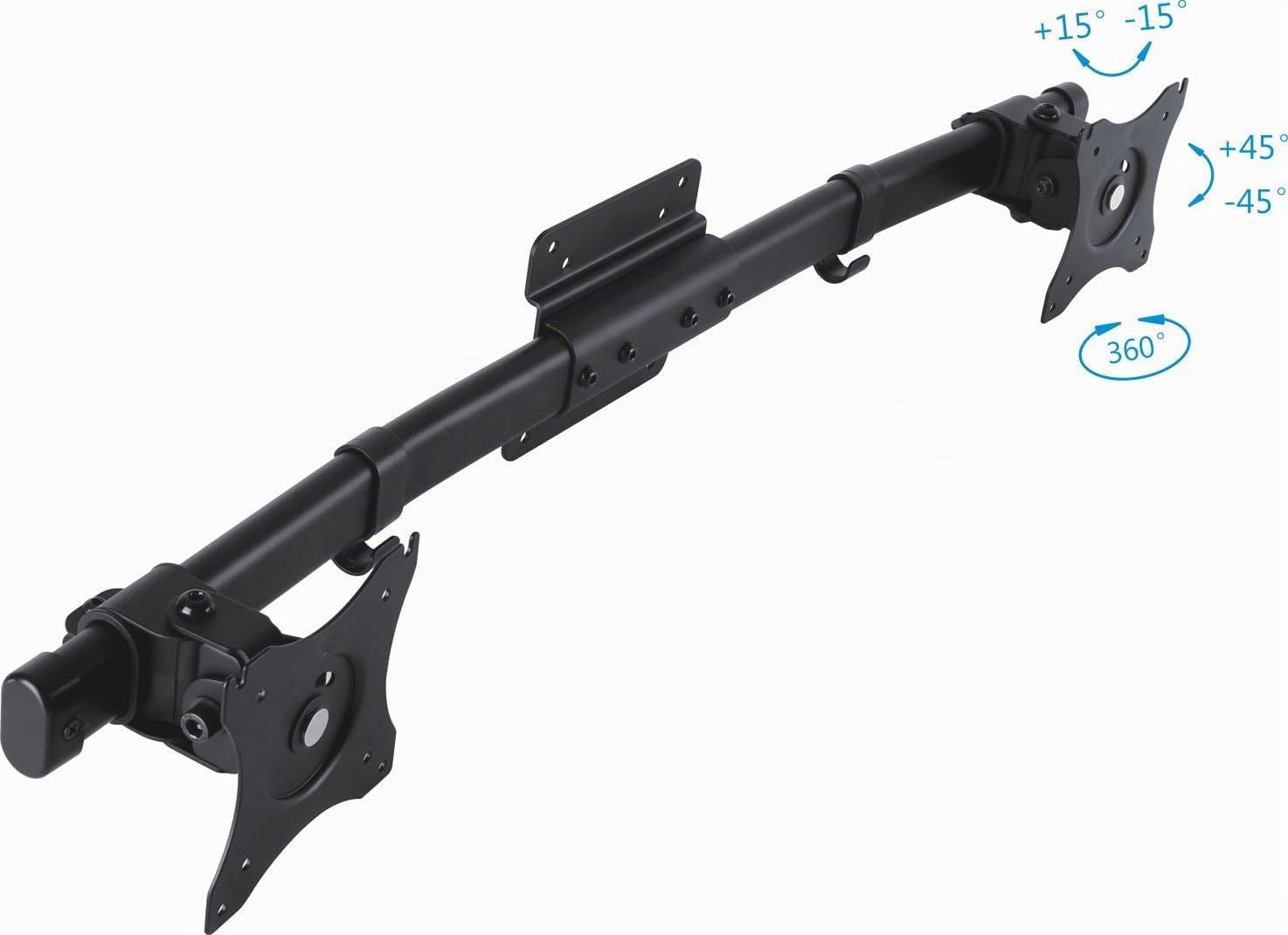 PureMounts PM-OFFICE-AD Adaptateur double écran pour 2 écrans 33-69 cm (13-27 pouces), inclinable: -45 ° à 45 °, orientable: -15 ° à 15 °, pivotant: -180 ° à 180 °, max. 10 kg, VESA 100x100, noir
