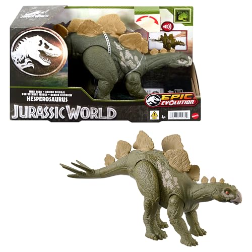 Mattel Jurassic World Hesperosaurio Rugido Salvaje Figura de dinosaurio con sonido de rugido y función de ataque continuos, juguete físico articulado y juego digital, +4 años, HTK69 Mattel Jurassic World Hesperosaurio Rugido Salvaje Figura de dinosaurio con sonido de rugido y función de ataque continuos, juguete físico articulado y juego digital, +4 años, HTK69