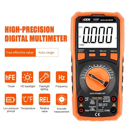 Image of Victor /RuoShui VC97 Digital Multimeter Tester, 3999 Counts, Voltage Meter with Non-Contact Voltage Tester, Measures AC /DC Voltage & Current Resistance Capacitance Frequency (Victor VC97)