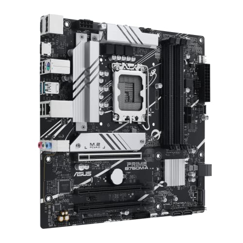 Image of ASUS PRIME B760M-A Intel B760(LGA1700)(13th and 12th Gen)mATX motherboard,PCIe 4.0,DDR5, 2xM.2 slots,2.5Gb LAN, DP, Dual HDMI, SATA 6 Gbps, rear USB 3.2 Gen 2, front USB 3.2 Gen 1 Type-C, Aura Sync