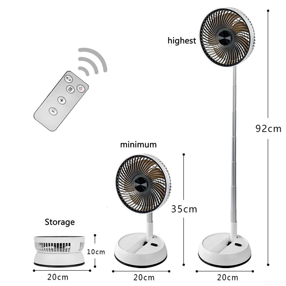 Eawfgtuw ventilateurs oscillants pliables avec télécommande, 5400 mAh, USB, silencieux, hauteur réglable, fonctionnement super silencieux pour chambre à coucher, bureau, voyage, camping