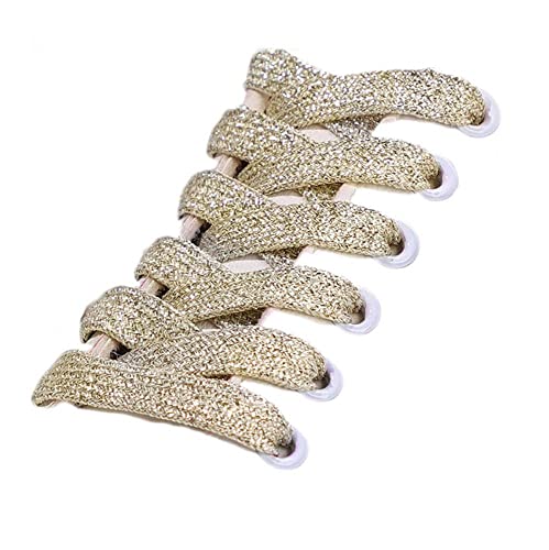 GIVBRO Lacets de chaussures en paillettes, en corde plate, accessoires pour chaussures de marche décontractées et sneakers, décoration en or clair - 100 cm