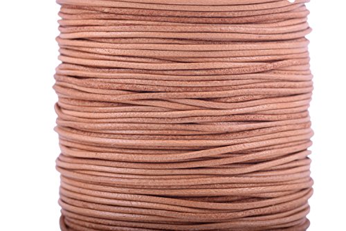 KONMAY Cordon Rond en Cuir véritable - 22.5 m 1.0mm Cordon Rond en Cuir pour La Fabrication de Bijoux, Naturel Cover
