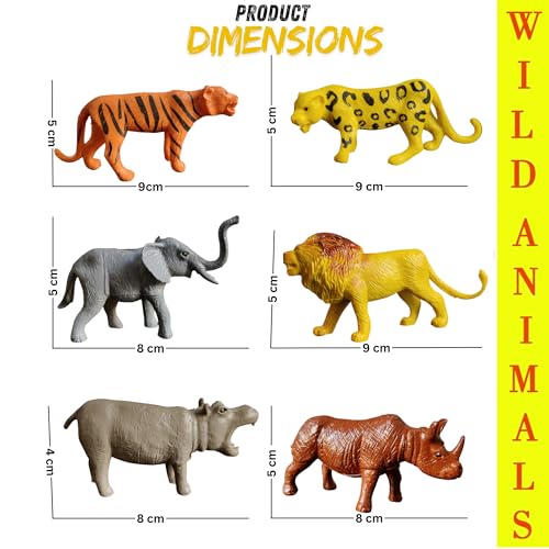 Image of ZESTHOME 6 Pcs Animal Toys for Boys- Small Animal Figurines for Kids, Jungle & Zoo Animals Toys Set, 3 Inch Mini Animals Set for Children (2+ Years & 3-5 Years) (Wild Animals (6))