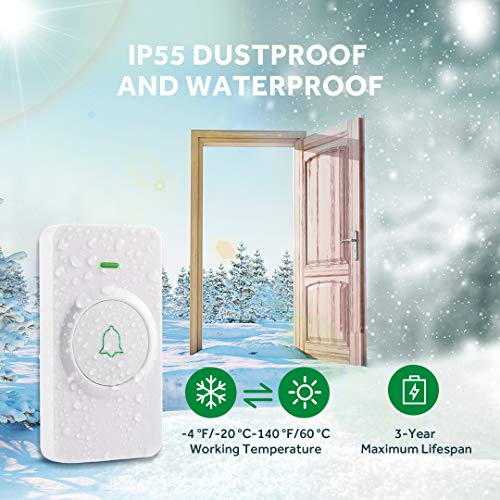 image for AVANTEK Wireless Doorbell, Mini Waterproof Door Bell Chime Operating a