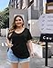 MONNURO Plus Size Tops for Women Casual V Neck Summer Short Sleeve T Shirts with Pocket(Black,6X)