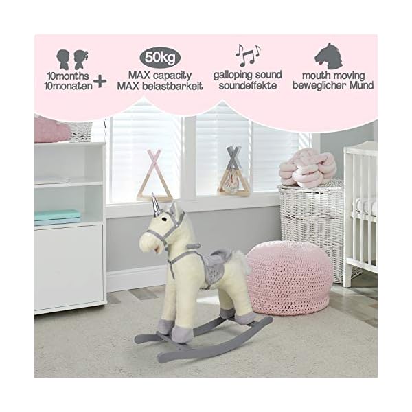 Infantastic® Schaukelpferd - ab 1 Jahr, mit Soundeffekten, Kuschelweich, Holz, Plüsch, für Kinder, Designwahl… – Bild 3