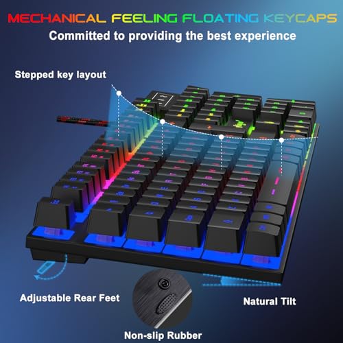 Image of BlueFinger RGB Gaming Keyboard and Backlit Mouse and Headset Combo, USB Wired Backlit Keyboard, LED Gaming Mouse Set, Headset with Microphone for Laptop PC Computer Game and Work