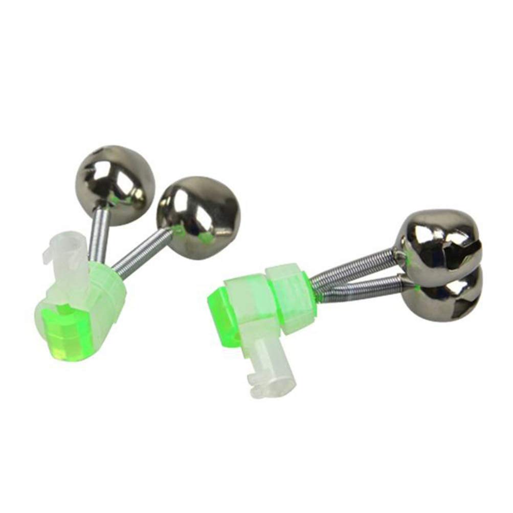 Wakauto 10pcs Fishing Rod Alarm Bells Clip Style Twin Alert Bells for Fishing Poles Durable Easy Attachment Compact