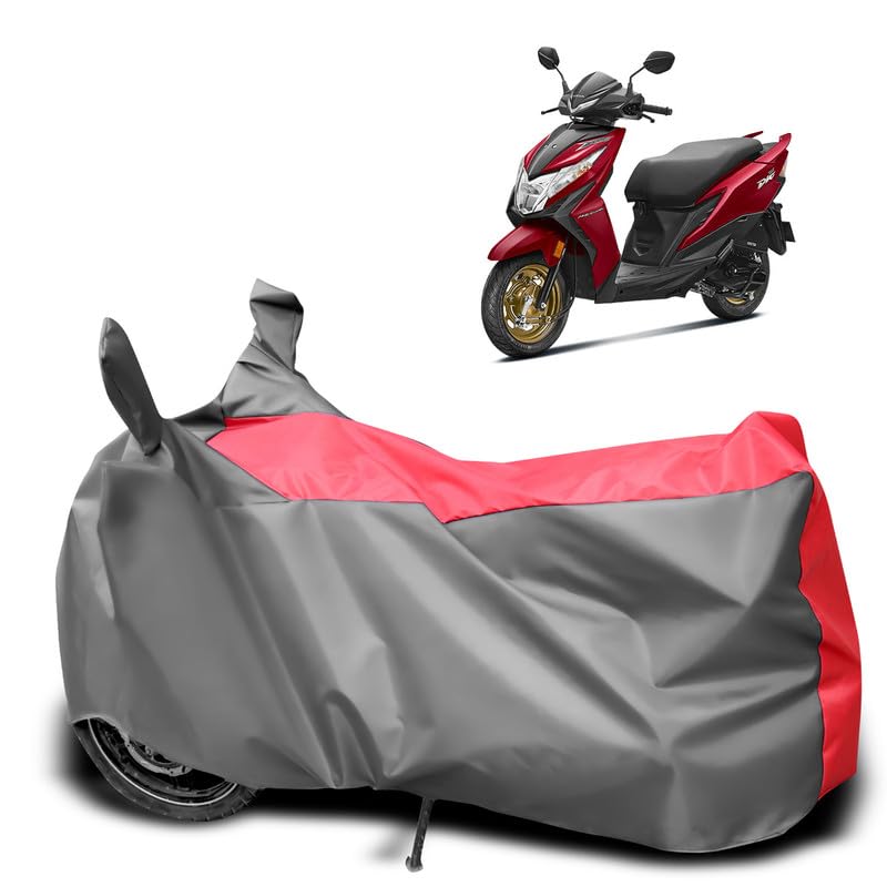 Image of Teenox Scooter Body Cover Compatible with Honda Dio 125 H-Smart Scooter Bike Rain Sun Heat UV Ray Dust Protection Cover - Gray&Red