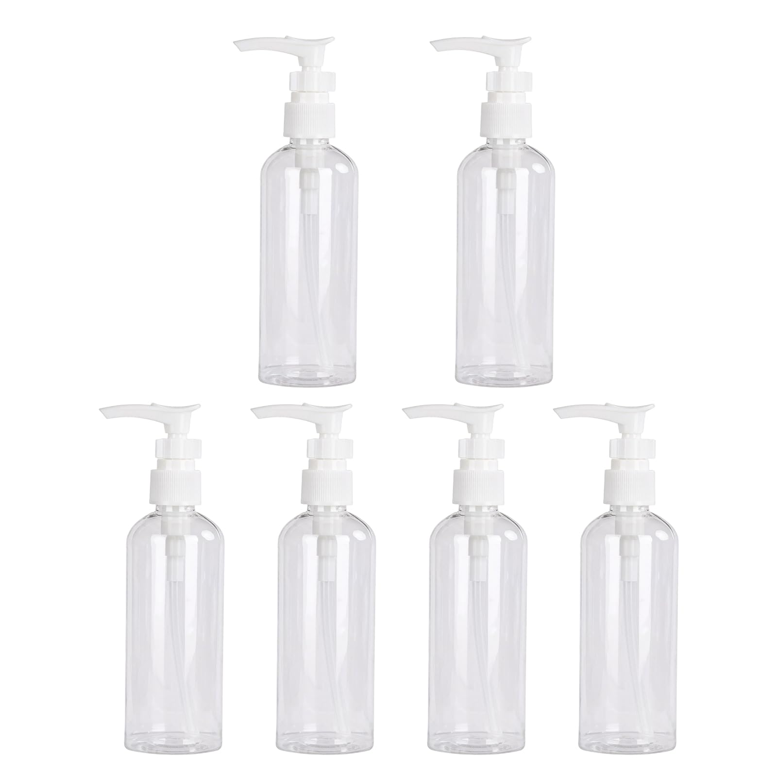 6 Pezzi flaconi pompa airless 100ml, erogatore pompa in plastica trasparente riutilizzabile, flaconi da viaggio vuoti da riempire per cosmetici, shampoo e crema