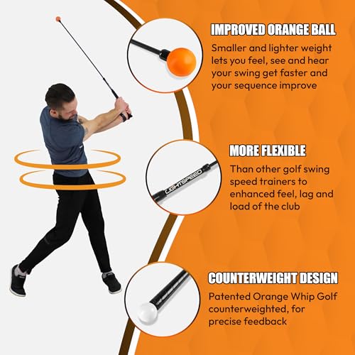 Image of Orange Whip Lightspeed Golf Swing Trainer Aid Patented & Made in USA- Speed Stick Improves Speed, Distance and Accuracy (45 inch)