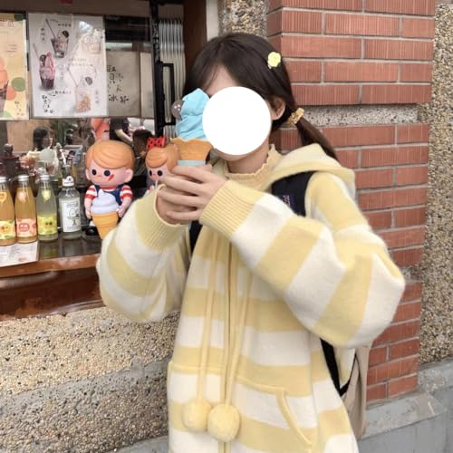 Harajuku Y2K Kawaii Goth Fashion Zipper Soft Knitted Cute Embroidery Doggy Trim Stripe Hooded Cardigan Sweater4