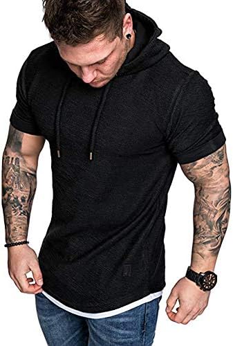 Men's Casual Hooded T-Shirts - Fashion Short Sleeve Solid Color Pullover Top Summer Blouse