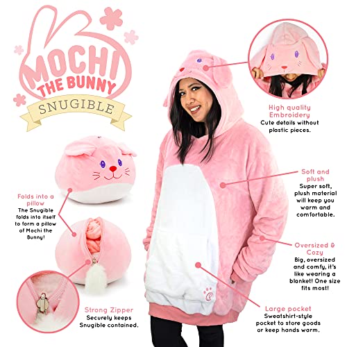 Image of Plushible Wearable Hooded Blanket for Adults, Oversized Hoodie with Sleeves & Pocket, 2-in-1 Comfy Hoodie Blanket Pillow - Bunny