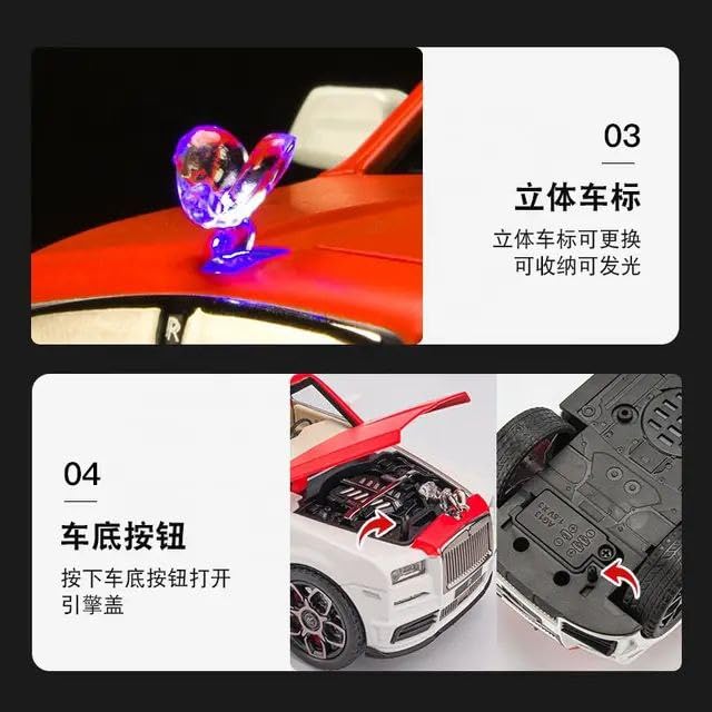 Image of Metal Pull Back Diecast Car SUV 1:22 Big Rolls Royce CULLINAN Pull Back Car Model with Sound Light Boys Gifts Toys for Kids【Pack of 1】,multicolor