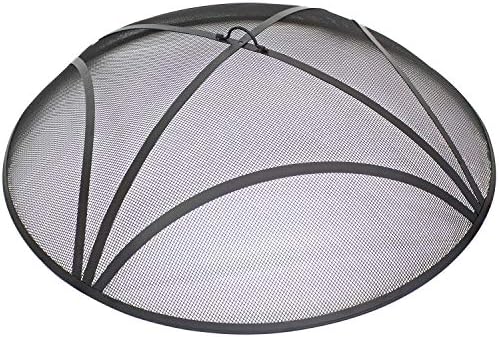 Sunnydaze Black Reinforced Steel Mesh Fire Pit Spark Screen with Ring Handle - 40-Inch Diameter