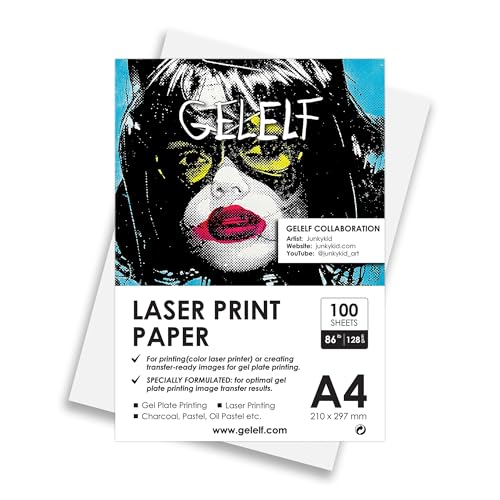 Gelelf A4 Laser Print Paper 100 Sheets (128g) for DIY Printing or...