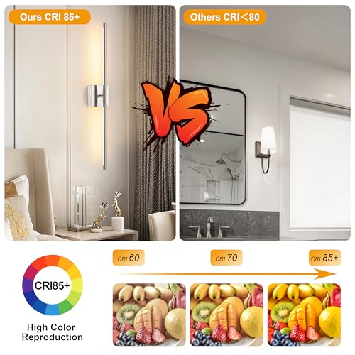 Image of Morauroral 36 Inch Battery Operated Wall Sconces Set of 2, Dimmable Battery Wall Sconce with Remote Control, Sand-Nickel LED Rechargeable Sconces, Modern Wireless Wall Lights for Bedroom, Living Room