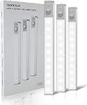 Lumières sous cabinet LED Goodea 6 pièces sans fil avec station de charge, Lumière rechargeable à capteur de mouvement de 7’’ intérieure, Lumières de placard dimmables pour armoires, étagères, escaliers, couloir Blanc chaud
