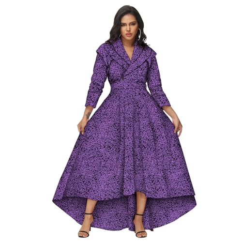 Image of African Dresses for Women A-line Floor-Length Dress Traditional Ankara Kente Print Evening Dress