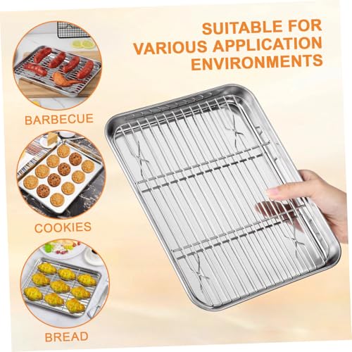 Plaque de cuisson rectangulaire inox antiadhésive avec grille - 4
